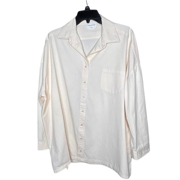 Lovers and Friends Audri Cream Boyfriend Button Down Oversized Shirt Size Large - Picture 3 of 12